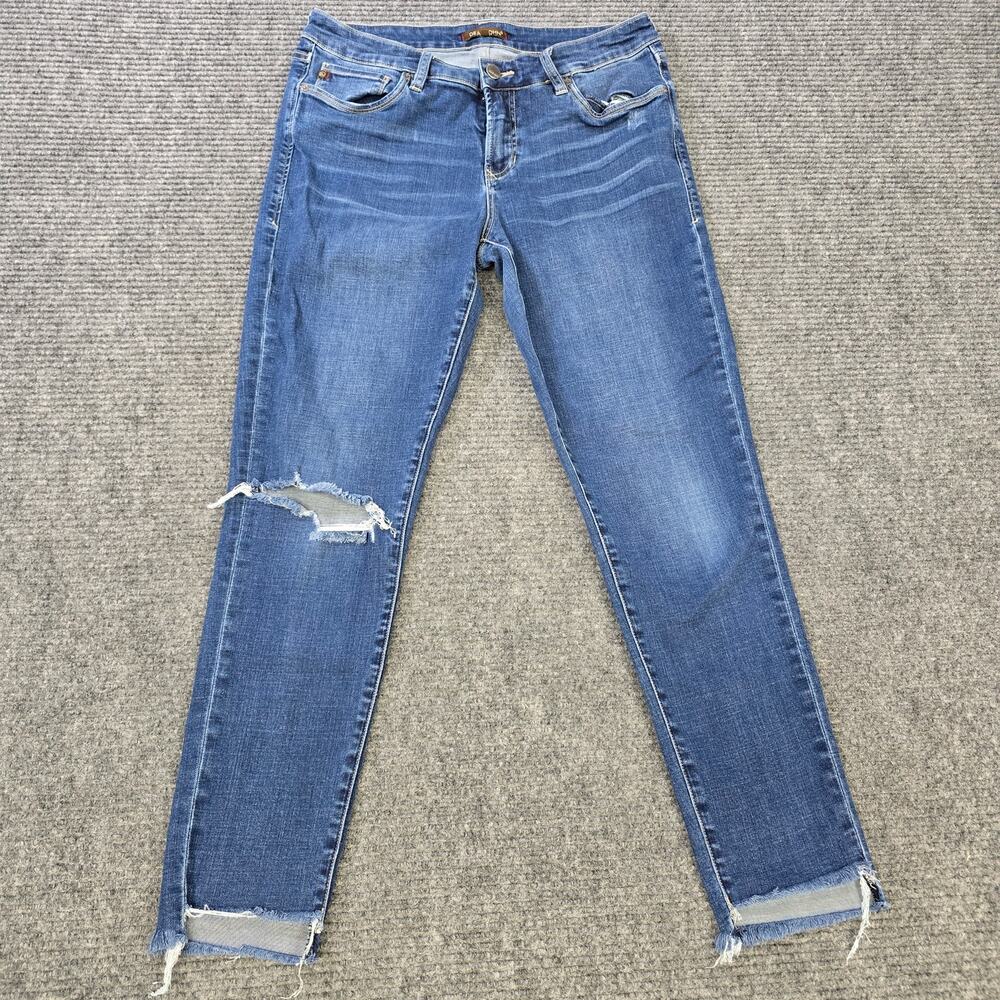 Dear John Jeans Womens 30 Blue Skinny Distressed Raw Hem Stretch